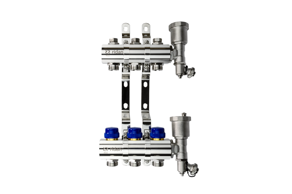 Коллекторные группы с заглушками для радиаторного отопления FHF-R Ридан