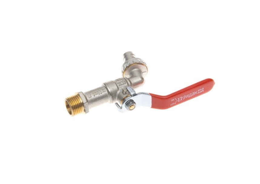 Ридан BVR-CR 065B8302RG — Кран шаровой ГОСТ59553-2021 c наружной резьбой и насадкой под шланг PN10 DN25; Т -20 ℃ ...+95 ℃; материал корпуса латунь